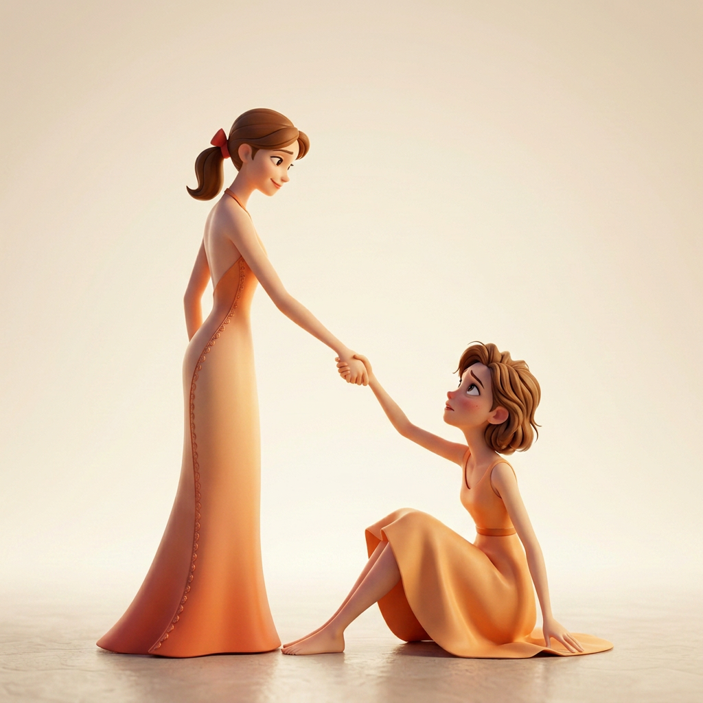 Two hands clasped together, one helping the other rise